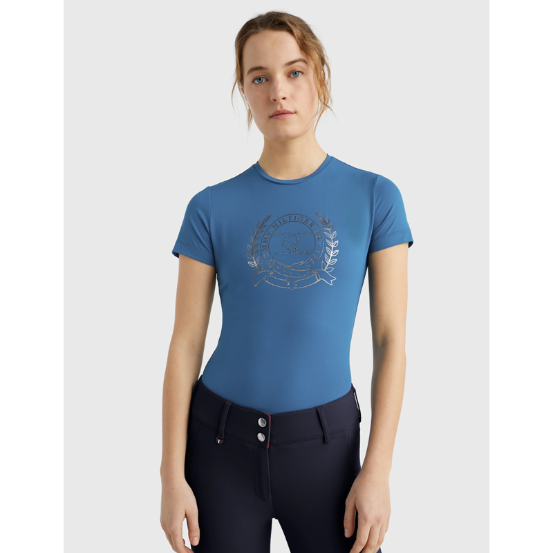 Tommy Hilfiger Women's Crest Rhinestone Performance T-Shirt - Blue Coast-2